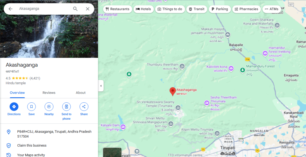 Akashaganga teertham map location